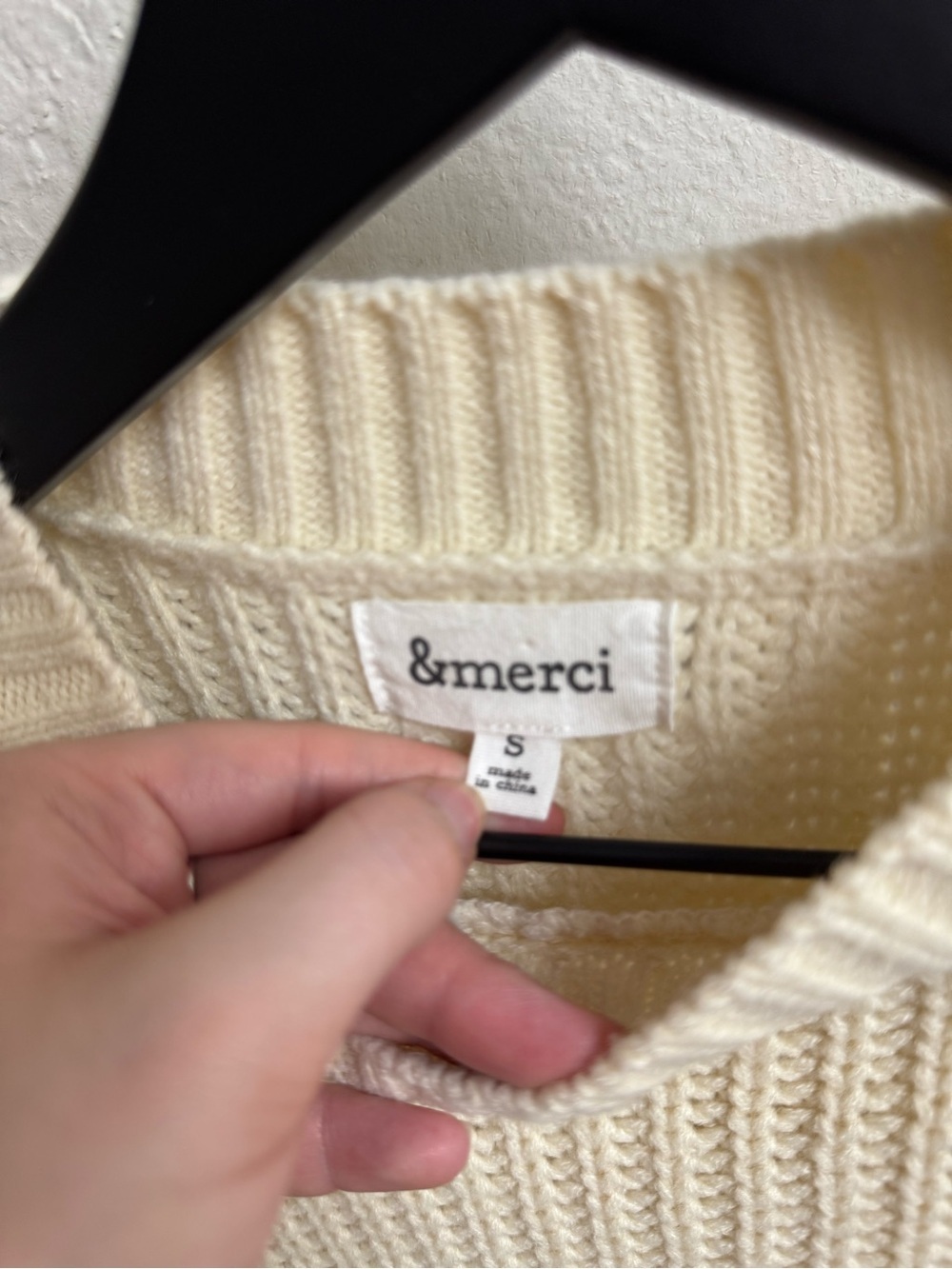 Cream Textured Crewneck Sweater with Bubble-Sleeve Detail - Picture 6 of 8